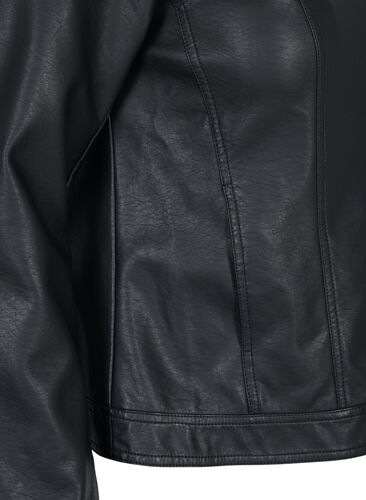 Imiteret skindjakke med lommer, Black, Packshot image number 3