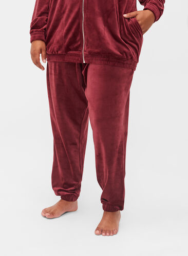 Løse bukser i velour, Cabernet, Model image number 2
