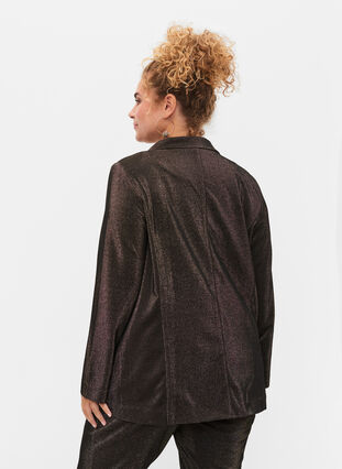 Blazer med glitter og knaplukning, Black w. Lurex, Model image number 1