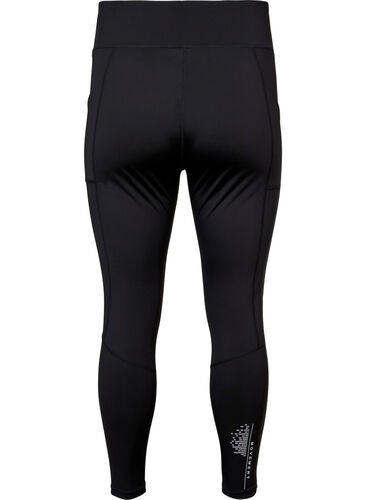 Træningstights med refleks og sidelomme, Black, Packshot image number 1