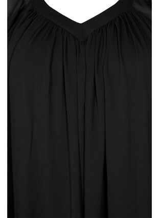 Ensfarvet bluse med flagermusærmer og v-hals, Black, Packshot image number 2