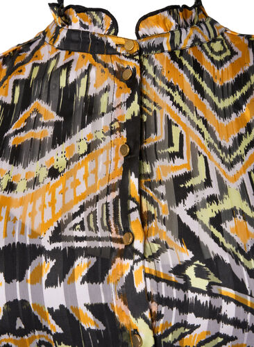 Printet midikjole med knapper, Yellow Aztec AOP, Packshot image number 2