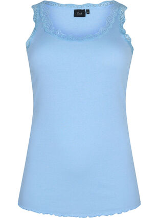 Top med blondekant, Blue, Packshot image number 0