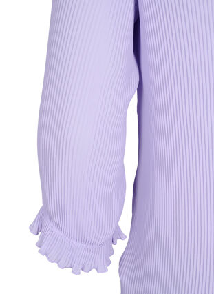 Plisseret bluse med 3/4 ærmer, Lavender, Packshot image number 3