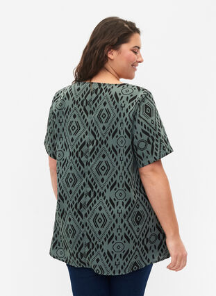 FLASH - Bluse med korte ærmer og print, Balsam Graphic, Model image number 1