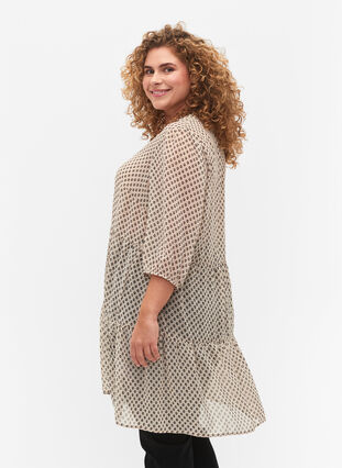 FLASH - Prikket tunika med 3/4 ærmer, Off White Dot , Model image number 1