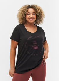 Trænings t-shirt med print, Black w. copper logo, Model