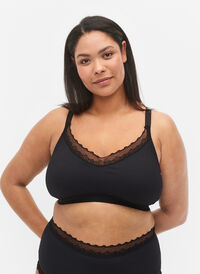 Rib bh med blonder, Black, Model