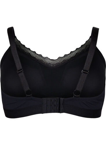 Rib bh med blonder, Black, Packshot image number 1