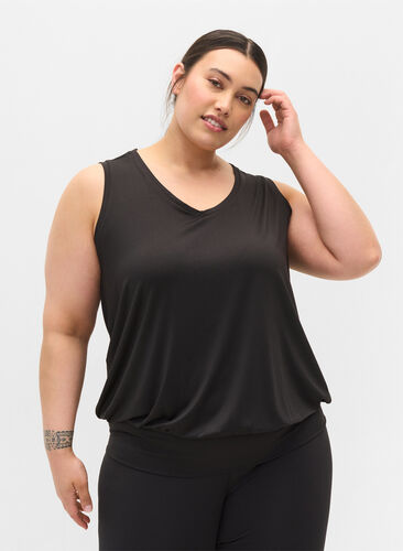 Træningstop med elastikkant i bunden, Black, Model image number 0