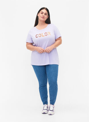 T-shirt i bomuld med print, Lavender COLOR, Model image number 2