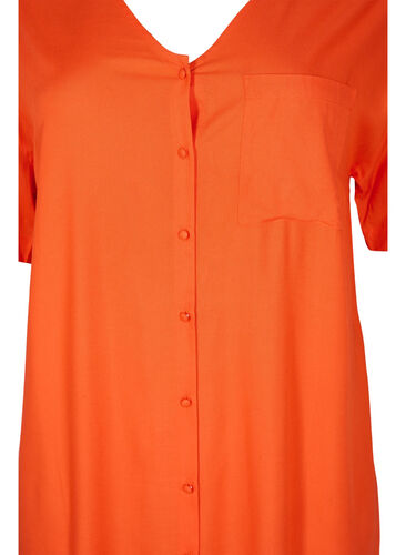 Kortærmet skjortekjole i viskose , Mandarin Red, Packshot image number 2