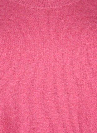 Meleret strikbluse med knappedetaljer, Hot Pink White Mel., Packshot image number 2