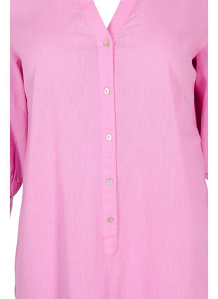 Lang skjortekjole med 3/4 ærmer, Begonia Pink, Packshot image number 2