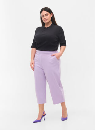 Højhalset bomuldsbluse med 2/4 ærmer, Black, Model image number 2