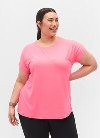 Ensfarvet trænings t-shirt, Neon pink, Model