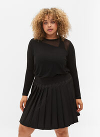 Træningsbluse med mesh og lange ærmer, Black, Model
