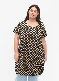 Kortærmet bomuldskjole med print, Dot AOP, Model