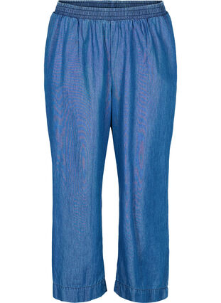 Løse denim bukser i lyocell (TENCEL™), Dark Blue, Packshot image number 0