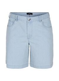 Denimshort i et stribet mønster