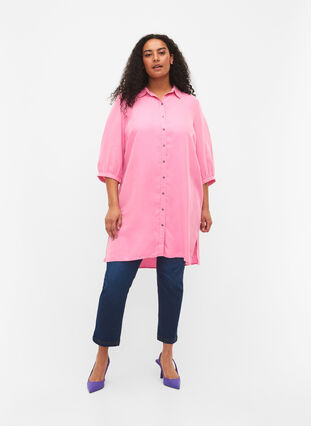 Lang skjorte med 3/4 ærmer i lyocell (TENCEL™), Rosebloom, Model image number 2