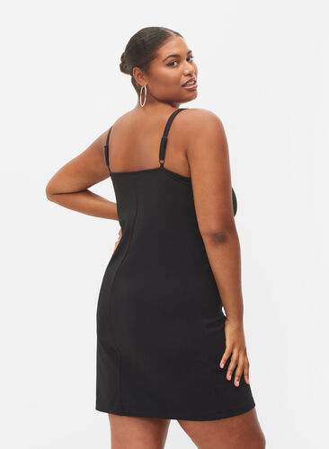 Kropsnær kjole med snøredetalje, Black, Model image number 1