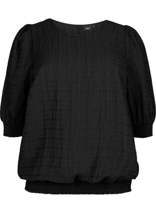 Smock bluse med lyocell (TENCEL™), Black, Packshot image number 0