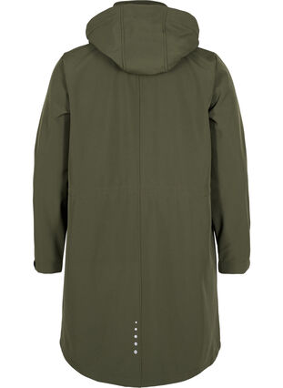 Lang softshell jakke med hætte, Forest Night Solid, Packshot image number 1