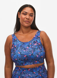 Sports bh med print, Blue Leaf AOP, Model