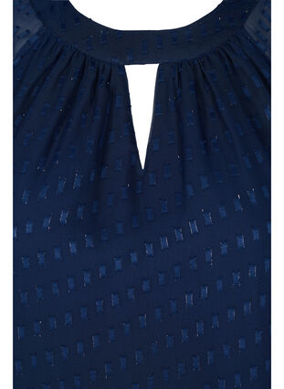 Bluse med 2/4 ærmer i mønstret chiffon, Evening Blue, Packshot image number 2
