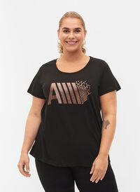 Trænings t-shirt med print, Black w. RoseGoldF., Model