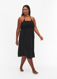 Strandkjole i viskose med smock overdel, Black, Model