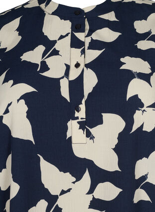 FLASH - Blomstret tunika med korte ærmer, Blue White Flower, Packshot image number 2
