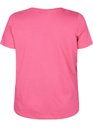 Bomulds nat t-shirt med tryk , Hot Pink w. Be, Packshot image number 1