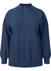 Sweatshirt med lynlås og lomme
