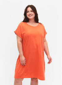 2-pak bomuldskjole med korte ærmer, Living Coral / Black, Model