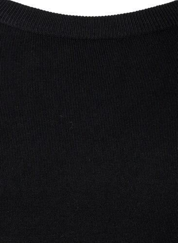 Viskose strikbluse med rygdetalje, Black, Packshot image number 2