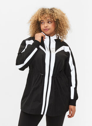 Sportsjakke med reflekser og regulerbar talje, Black w. Reflex, Model image number 0