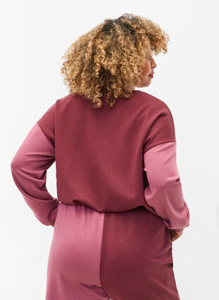 Sweat med color-block , Red Mahogany/Rose B, Model image number 1