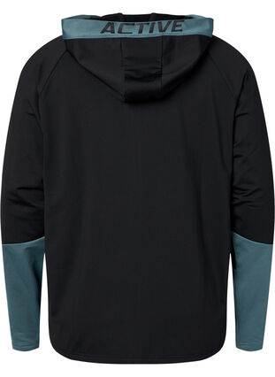 Træningscardigan med hætte, Black, Packshot image number 1
