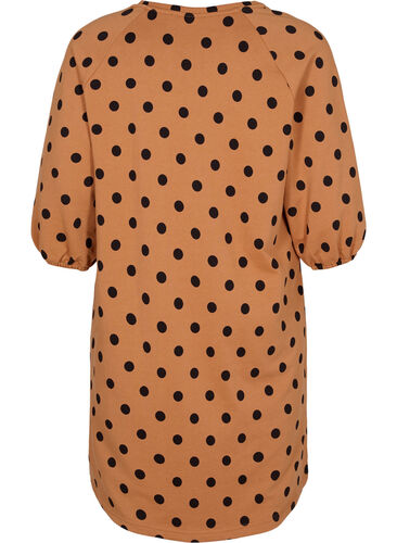 Prikket kjole med 3/4 ærmer, Almond Black Dot, Packshot image number 1