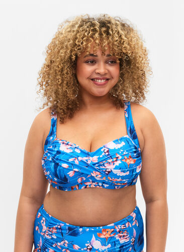 Printet bikini overdel, Bright Blue Print, Model image number 0