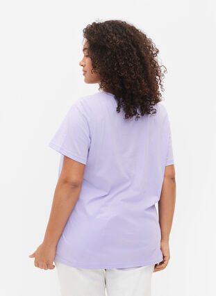 Kortærmet bomulds t-shirt med tryk, Lavender W. Love, Model image number 1