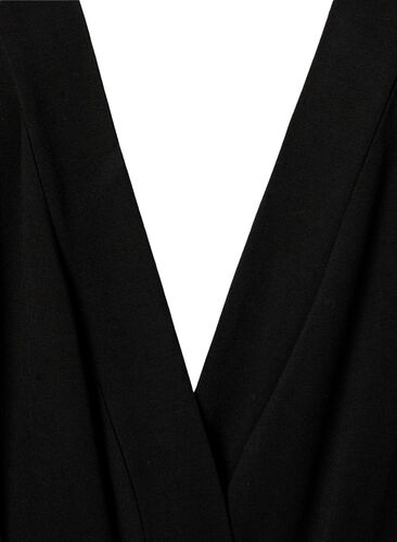 Morgenkåbe i viskose med blonder, Black, Packshot image number 2