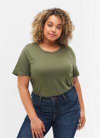 Basis t-shirt i bomuld, Thyme, Model