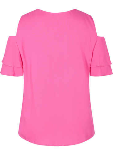 Kortærmet bluse i viskose, Fuchsia Purple, Packshot image number 1