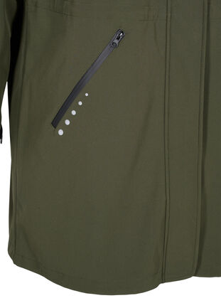 Lang softshell jakke med hætte, Forest Night Solid, Packshot image number 3