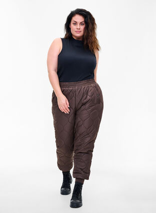 Quiltede termobukser, Black Coffee, Model image number 2