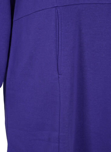 Lang sweatshirt med hætte og lommer, Deep Blue, Packshot image number 3
