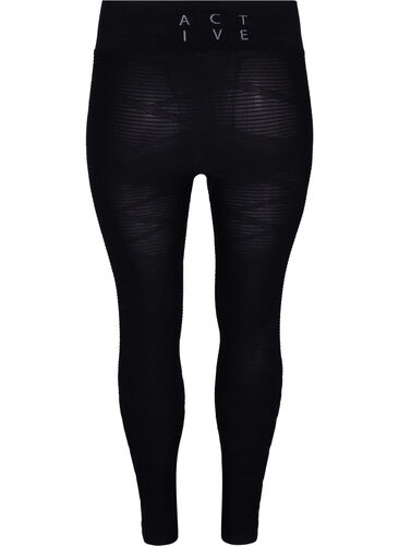 Seamless træningstights med strukturmønster, Black, Packshot image number 1